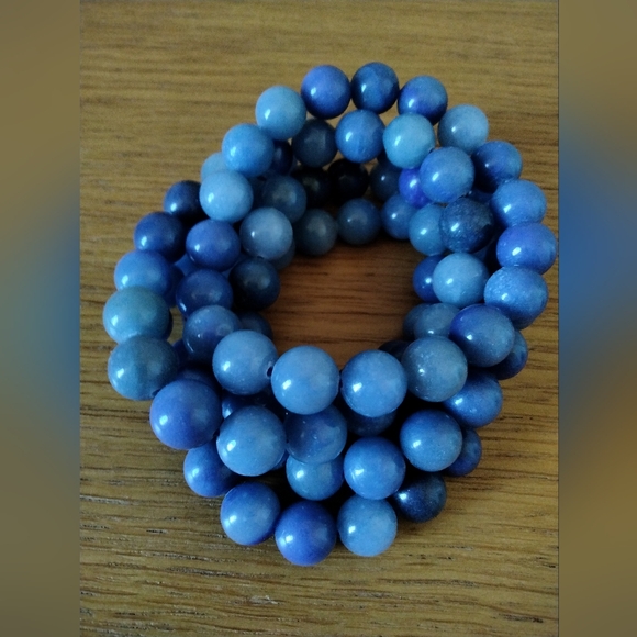 Blue Aventurine Beaded Bracelet. NWOT. - Picture 1 of 4